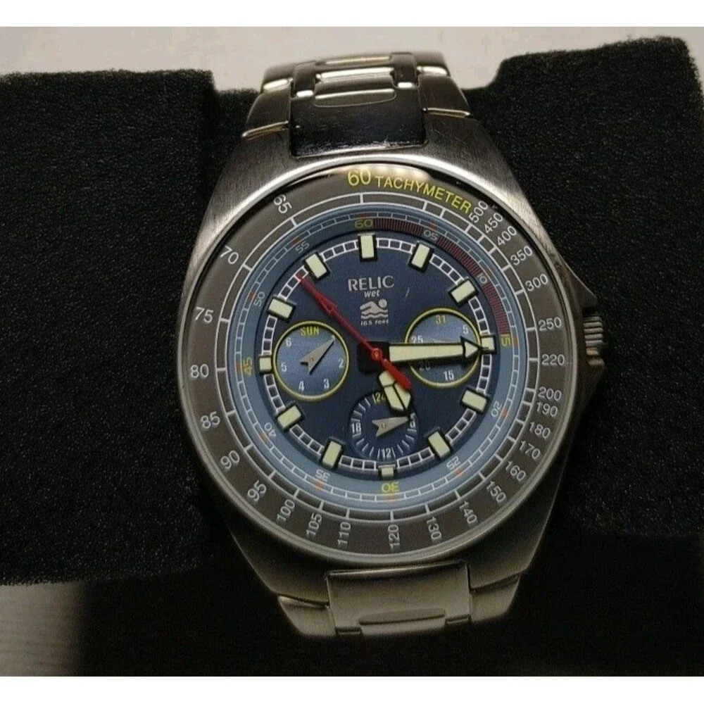 Relic Wet Men ZR15441 Blue Dial Chronograph Stainless Steel Quartz 43mm Watch